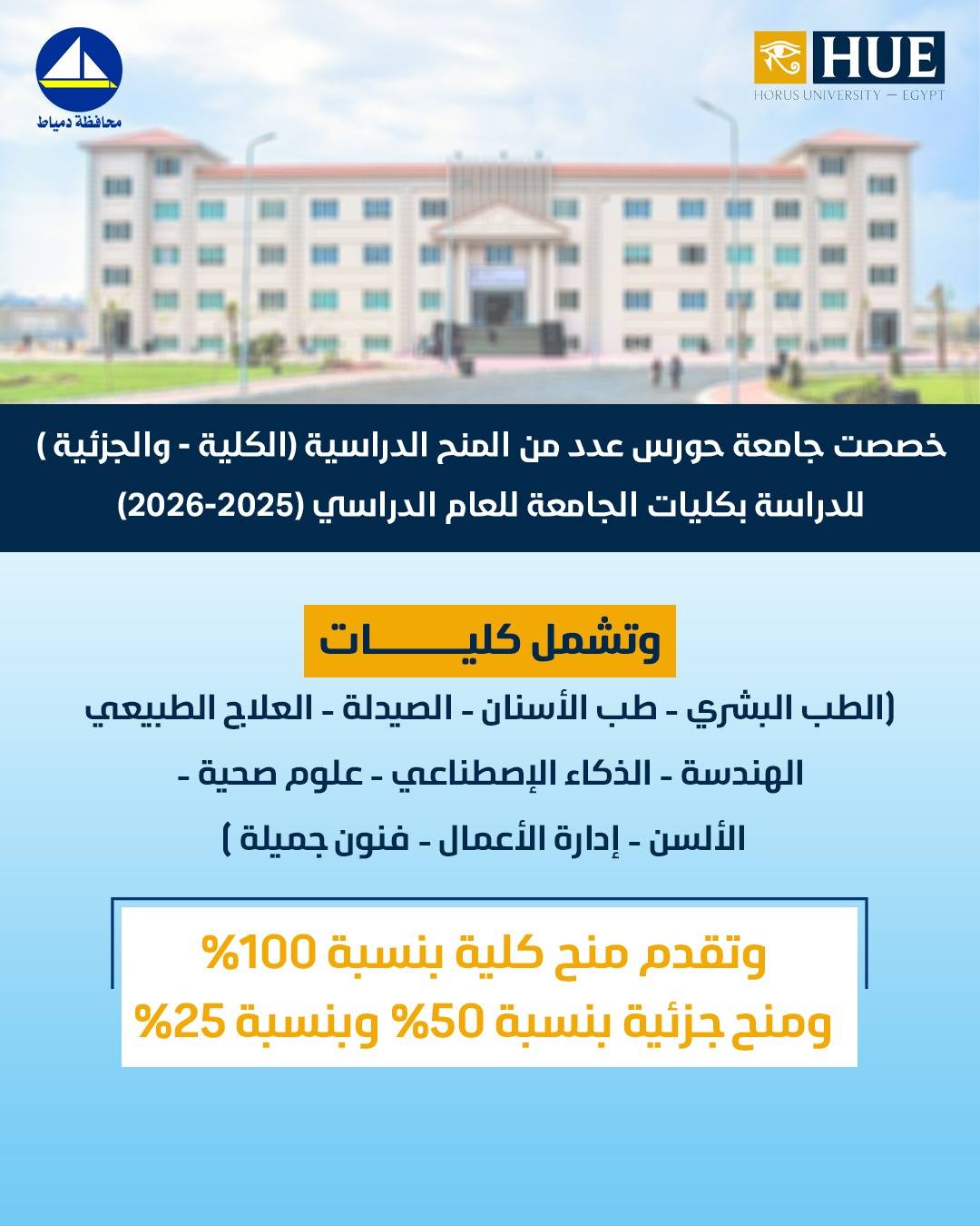 منح جامعة حورس 2025